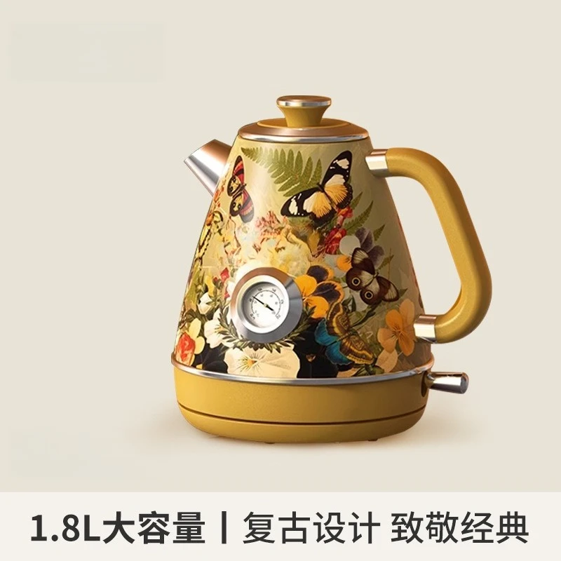 Electric kettle temperature, retro anti-dry burning household pot large capacity high value 304 stainless steel kettle