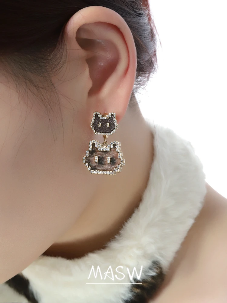 MASW Original Design Elegant Temperament Cats Earrings For Women Female Gifts Modern Jewelry Ear Accessories 2025 Trend New