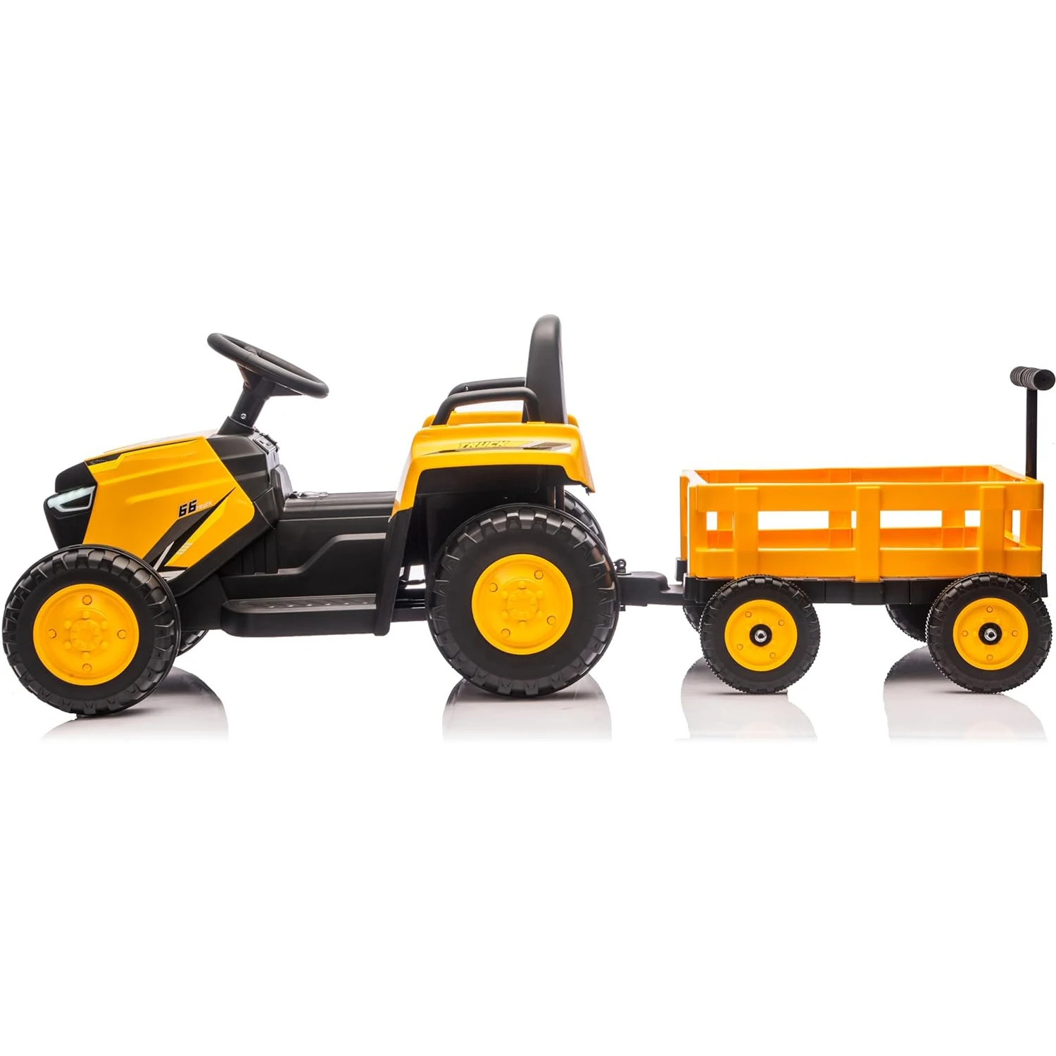 어린이용 탈착식 정원 카트가 있는 트랙터, 12V 전기 자동차, 트레일러 포함, 최대 하중 66파운드, 배터리 구동, 8륜