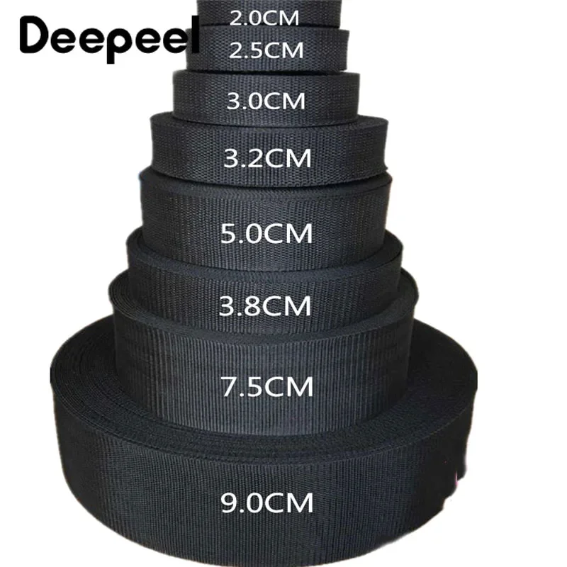 10Meters Black Webbing Tapes 20-100mm Nylon Safety Strap By The Meter Bag Belt Pet Backpack Clothes Lanyard Sewing Accessories