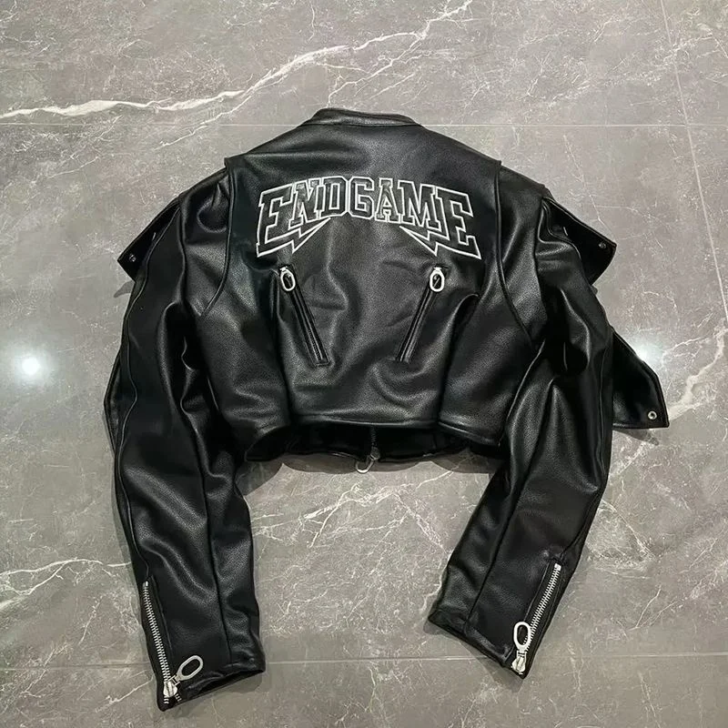 American style street letter embroidery skull motorcycle style PU leather jacket short jacket for women 2024 Spring and Autumn