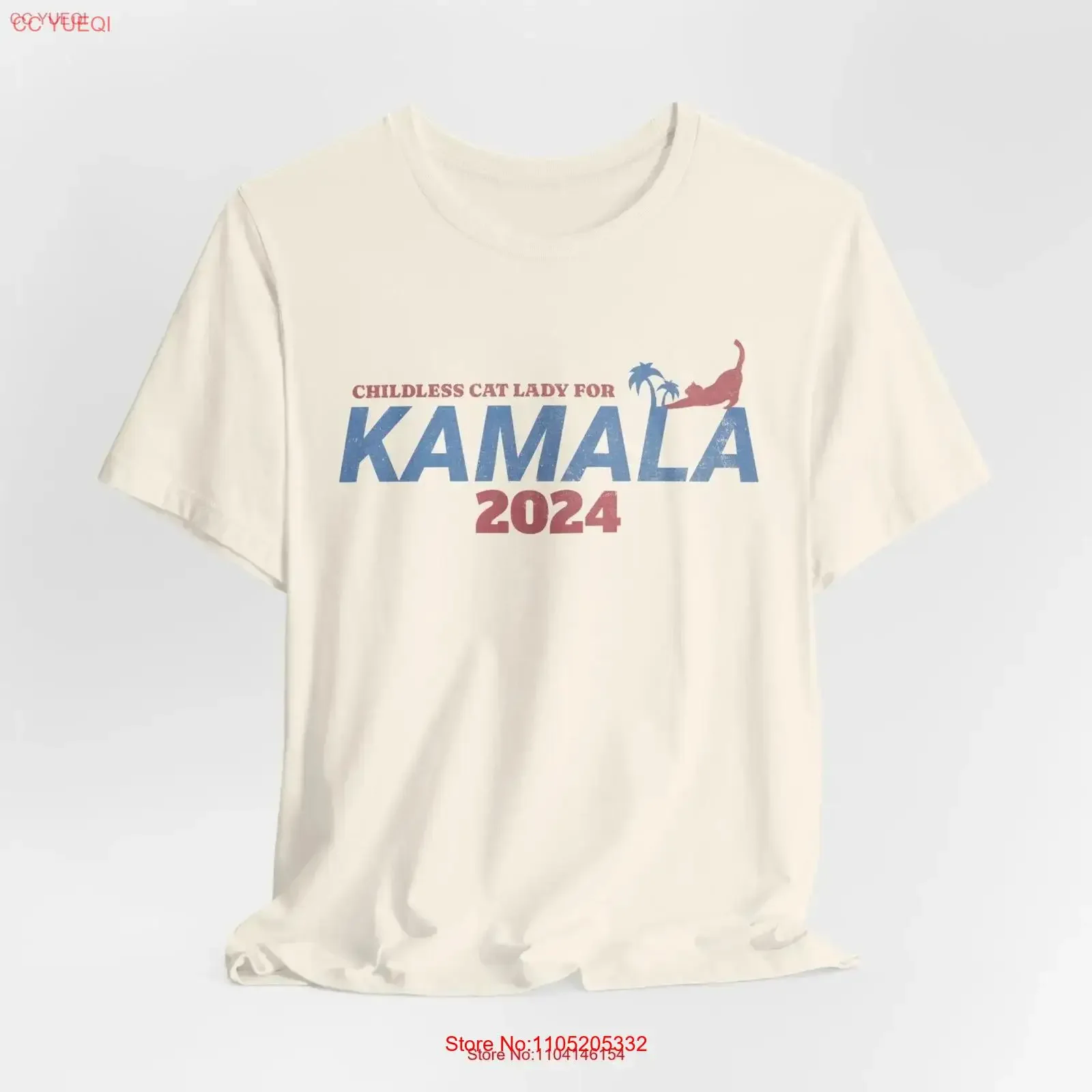 Koszulka dla miłośniczek kotów bez dzieci na wybory prezydenckie Kamali Harris 2024, vintage, postarzana, miękka, modna grafika, lekko...