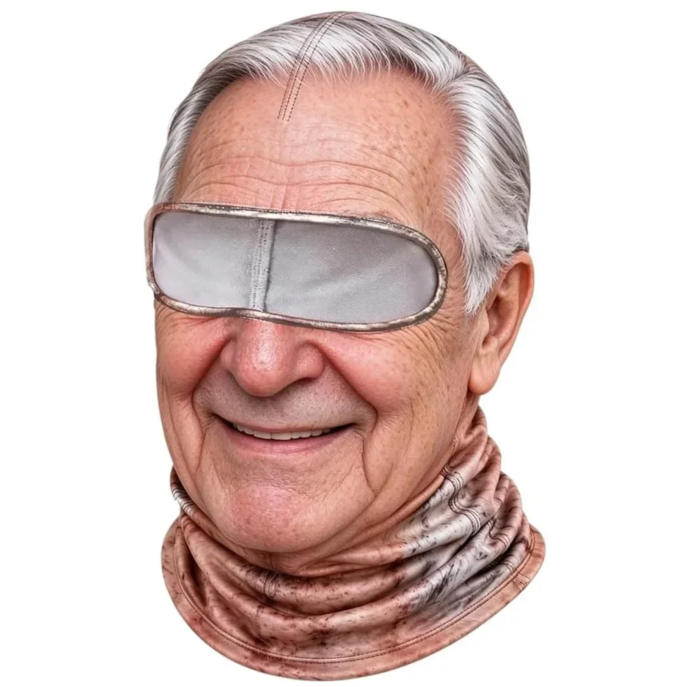 3D-geprinte balaclava met gezichtsmotief, volledige bedekking, ademend, met ooggaten, witte snor, elastische skimasker, capuchon