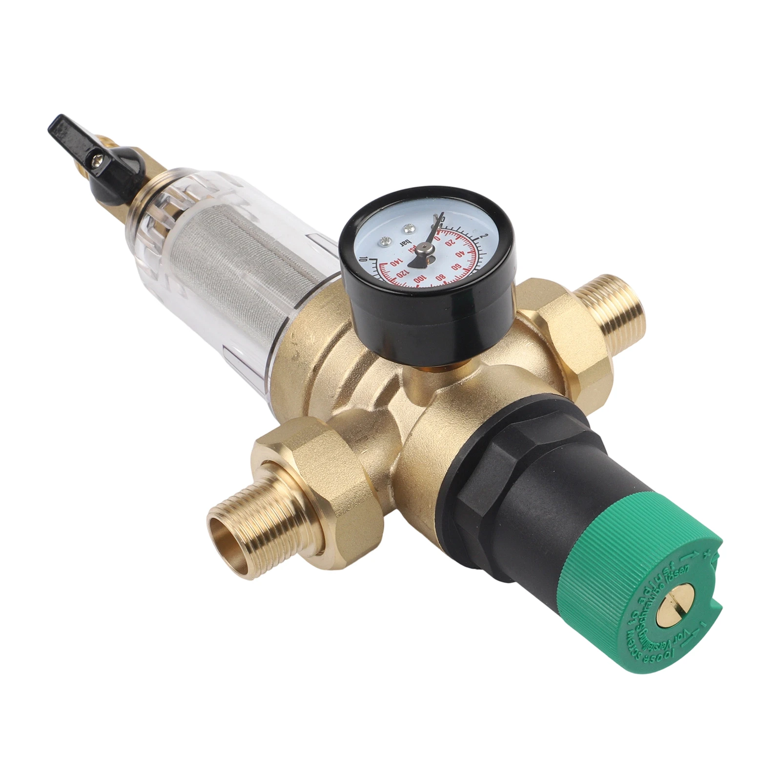 Adjustable Pressure Valve Backwash Filter For Home Plumbing Systems Dezincification-resistant Brass Horizontal Installation