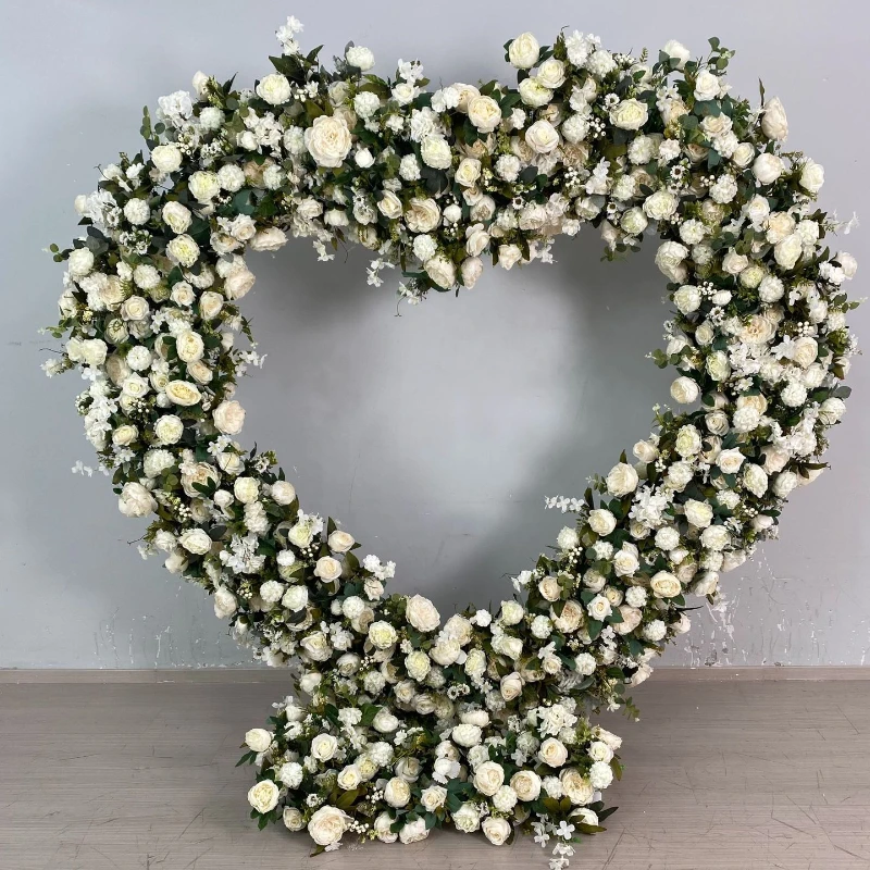 

240CM Ushaped Flower Arch with White Rose Leaves Wedding Stage Decor Fake Floral Arch for Party Engagement Photo Shoot Backdrop
