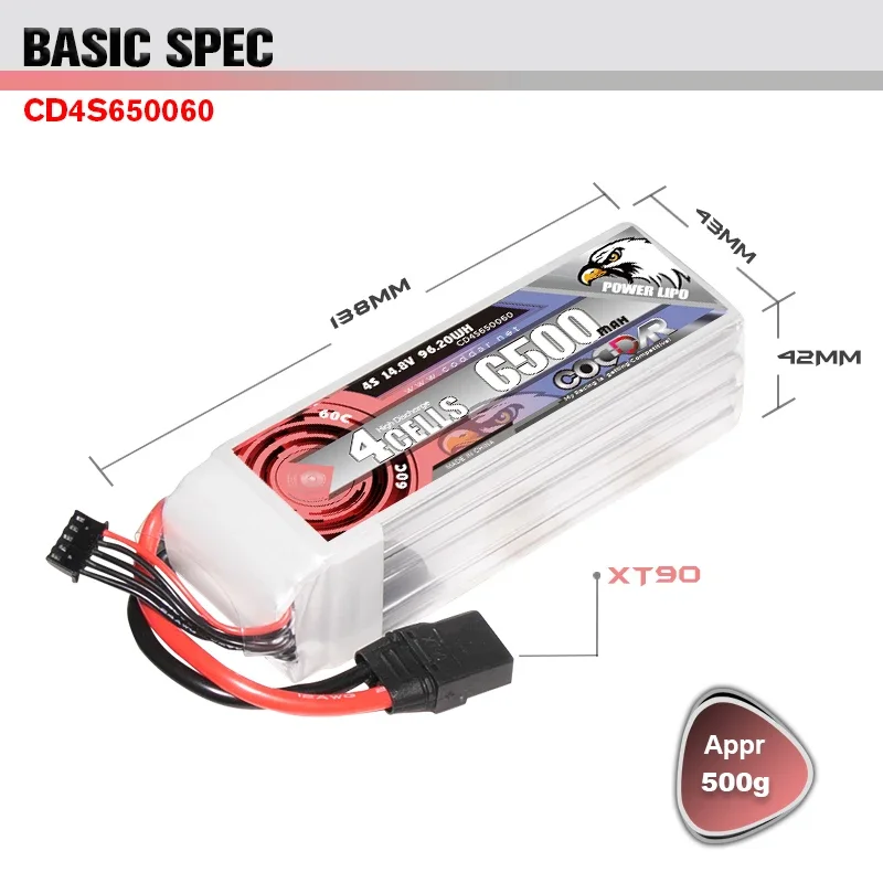 

CODDAR 6500MAH 4S 14.8V 60C Align Helicopter 90 Ducted Fixed Wing Multi-Axis Model LIPO