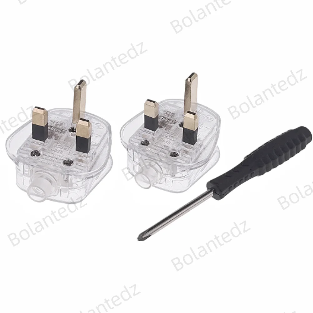Bolantedz 2Pcs/5Pcs UK Plugs With 13 AMP Fused, 3 pin Mains Plug with Cord Grip Rewireable Heavy Duty Electrical Plug
