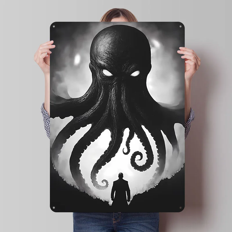 Cthulhu Mythos Art Printing Poster Customized Retro Wall Art Vintage Metal Signs for Mancave Gaming Room Decoration Cozy House