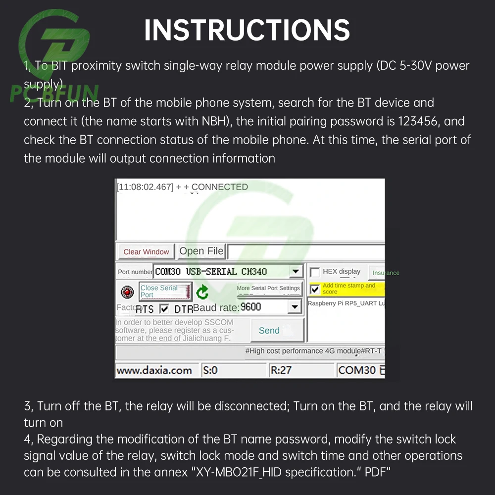 Bluetooth proximity switch 1 channel relay module automatically senses when the phone approaches to unlock