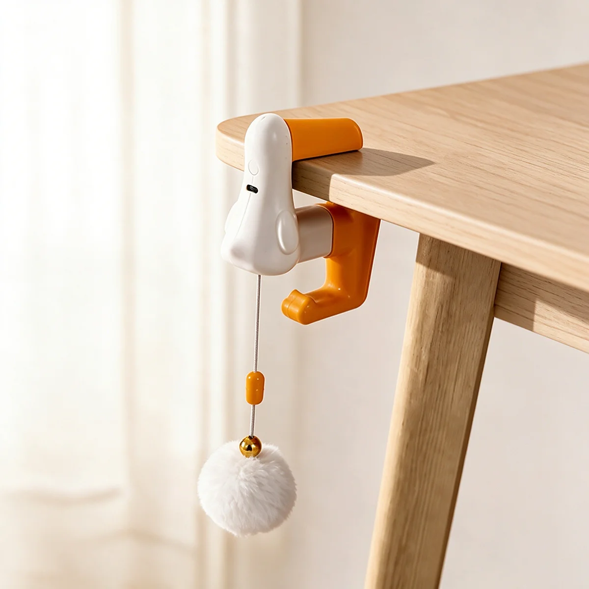 Pet Interactive Lifting Velvet Ball Bell Cat Toy Non Drilling Clip Installation Type-C Charging Simulate Prey Dynamics Toys