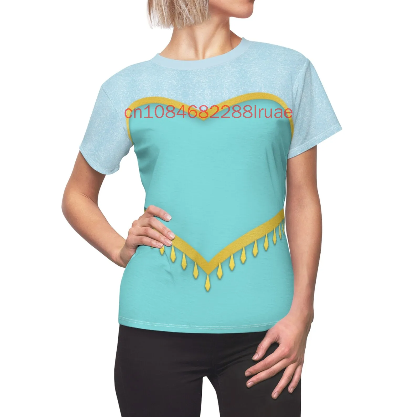 

Summer New Disney Princess Women's Round Neck T-Shirt 3D Printed Cosplay Costume Short Sleeve T-Shirt Fashion Street Top