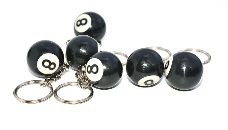 

Fashion Creative Billiard Pool Keychain Table Ball Key Ring Lucky Black NO.8 Key Chain 32mm Resin Ball Jewelry Gift Wholesale