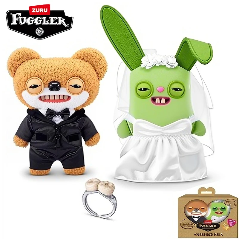 Fuggler Wedding Day Series Soft Plush Doll Ugly Kawaii Wedding Dress Teeth Monster Funny Cartoon Friend Marry Couple Toys Gifts