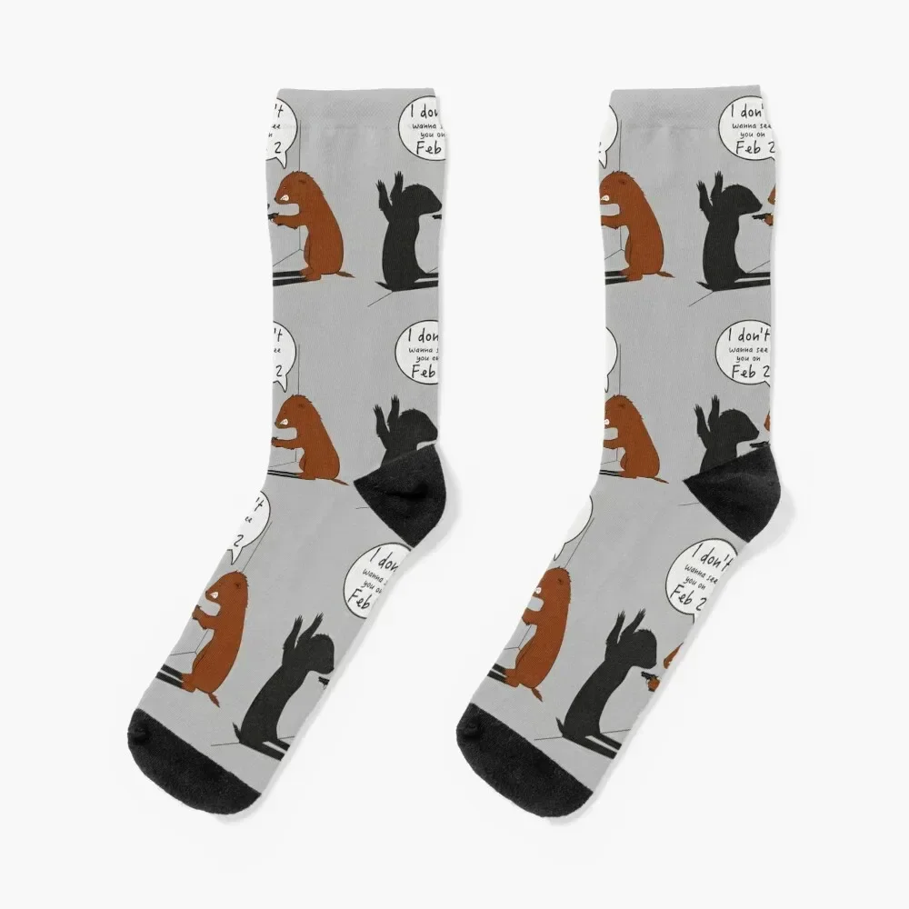 Groundhog Chasing his Shadow Socks happy basketball custom compression Mens Socks Women's