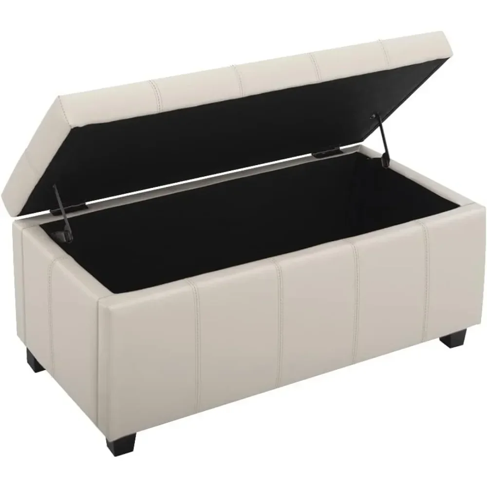 Lifting Storage Ottoman With Faux Leather Upholstery Stool for Living Room Shipping Furniture Home
