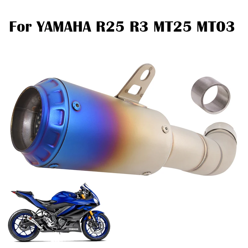 

Slip-On Blue Motorcycle Exhaust Muffler Tail Pipe Escape For YAMAHA R25 R3 MT25 MT03 No DB Killer Stainless Steel Tips Silencer