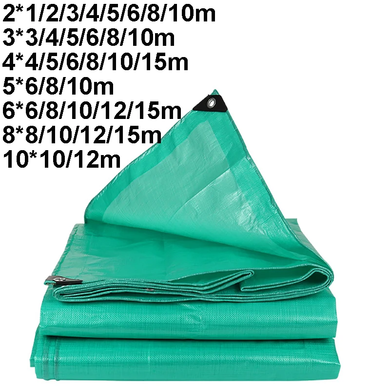 

Thicken Tarpaulin 2*1 4*4 6*6 8*8 10*10m Large Waterproof Shade Anti-UV Tarp Tent Camping Canopy Green Rain Awning Outdoor Truck