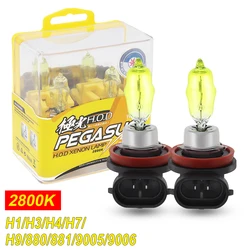 2pcs Car HOD Halogen Lamp Auto Front Headlight H1 H3 H4 H7 H9 880 881 9005 9006 100W 2800K 3000LM Yellow Car Head Light Bulb