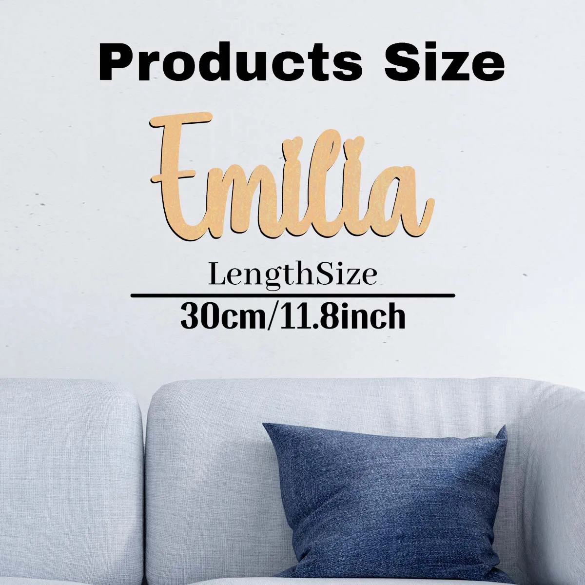 1PC Long-Lasting Emilia example Customized Letter Wood Material Laser-Cut Sign Wooden Sign Unique Bedroom Decor