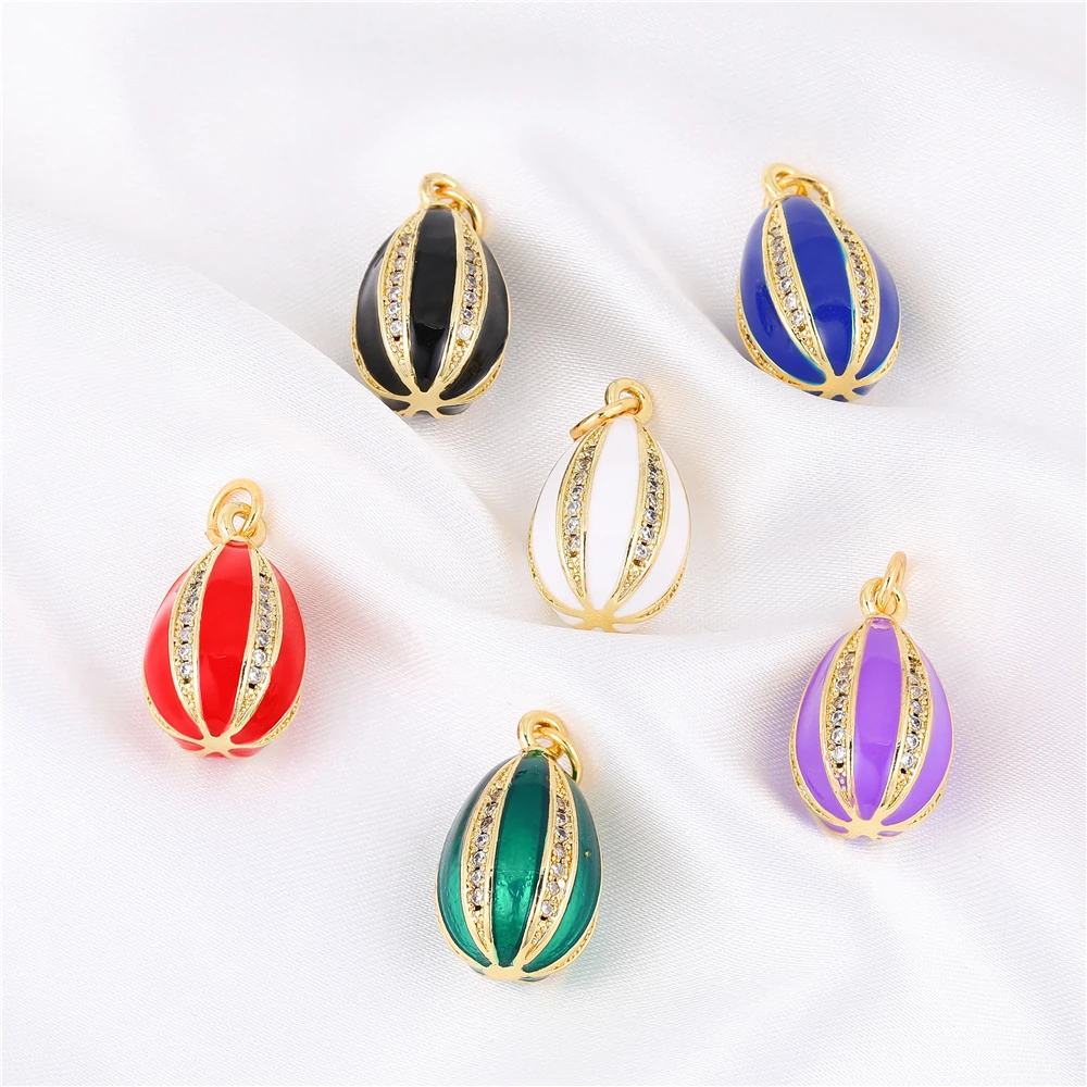JUYA Colored Oil Dripping Fat Melon Seeds Pendants Color Egg  Micro-inlaid Zircon Flower Pendants Jewelry Accessories Wholesale