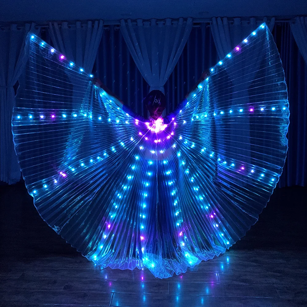 

RGB LED Wings Belly Dance Costume Circus Luminescent Color Cloak Isis Wings Stage Performance Dancewear with Remote Control