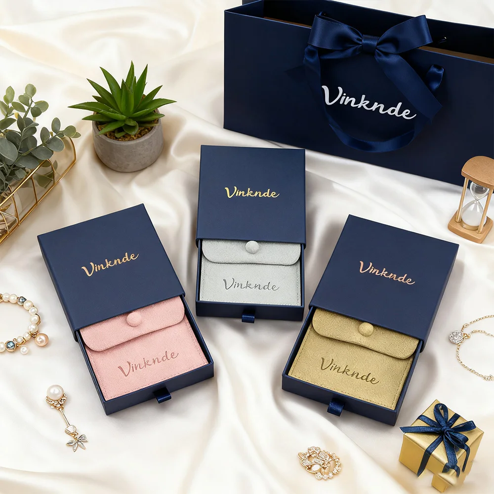 

Индивидуальная шкатулка для драгоценностей, набор сумок для хранения ожерелья, серьги, упаковка для ювелирных изделий, бумажный ящик, коробки для браслетов, бархатные сумки с застежкой