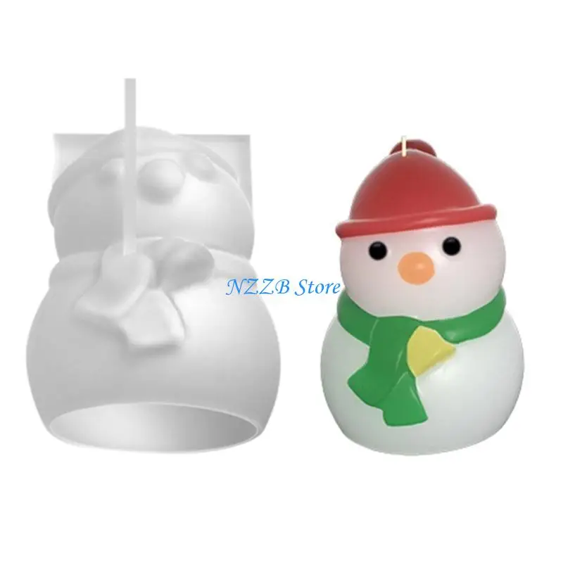 

T21F Christmas Snowman Decoration Mould DIY Epoxy Mold Handmade Candles Aroma Wax Soap Molds for Decorations