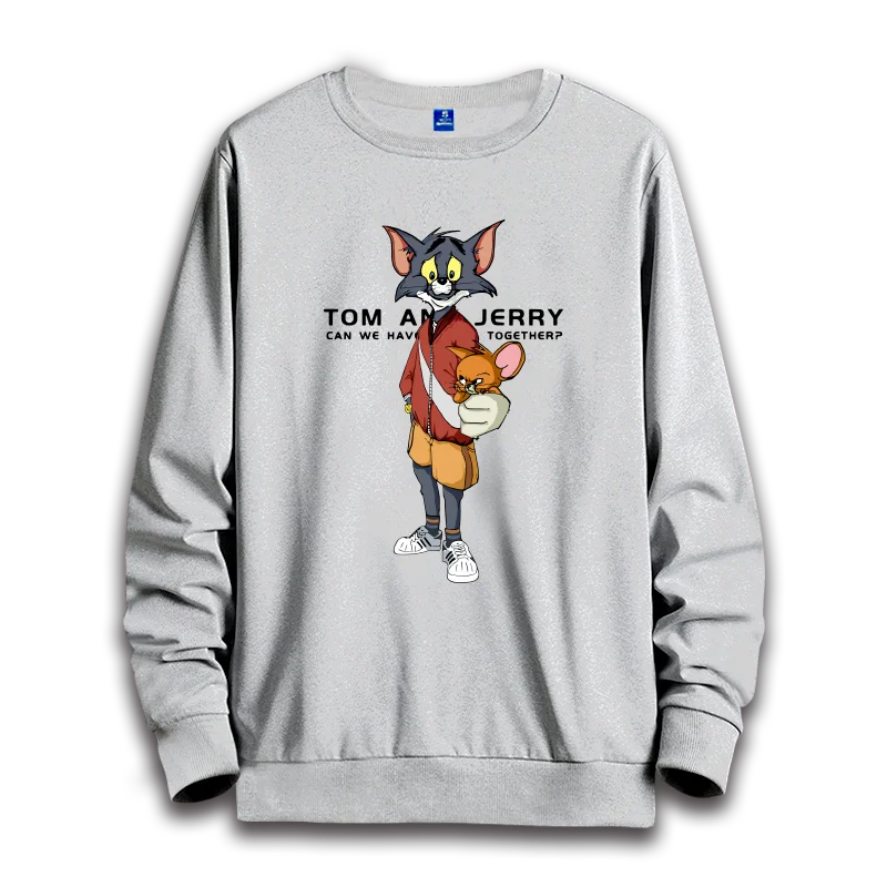 Tom and Jerry couple hoodie couple round neck top casual loose top women\'s hoodie women\'s round neck top trendy fashion hoodie