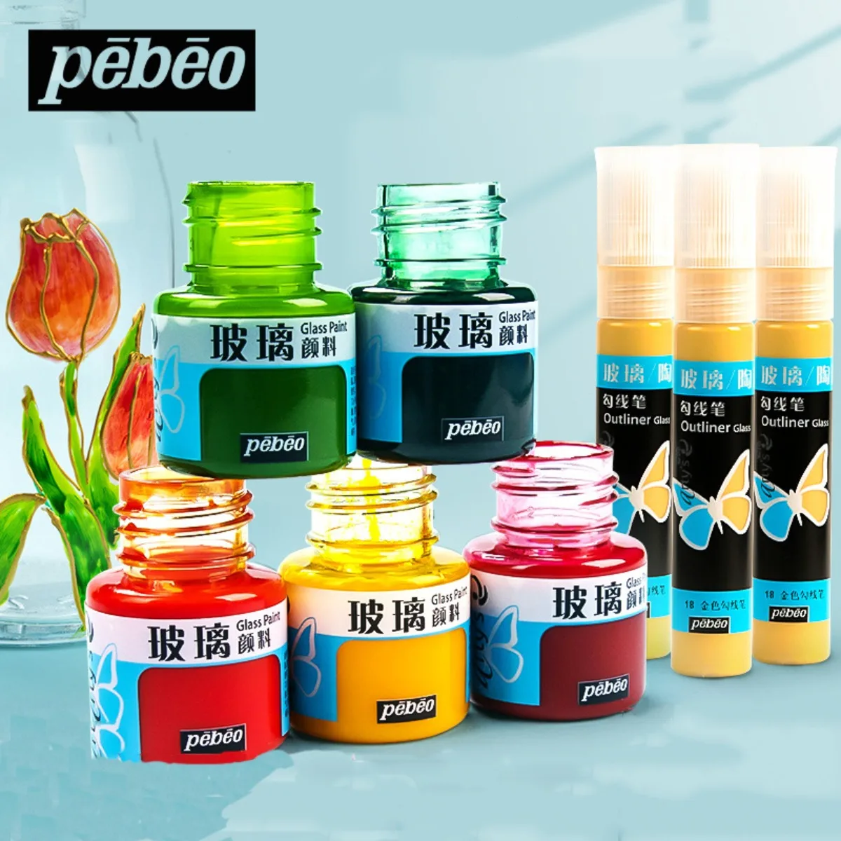 Pebeo Stain Glass Paint Oil-Based Colors 20ml Profession Graffiti Poster Beginner Artist Teach DIY Tools Art Supplies Stationery