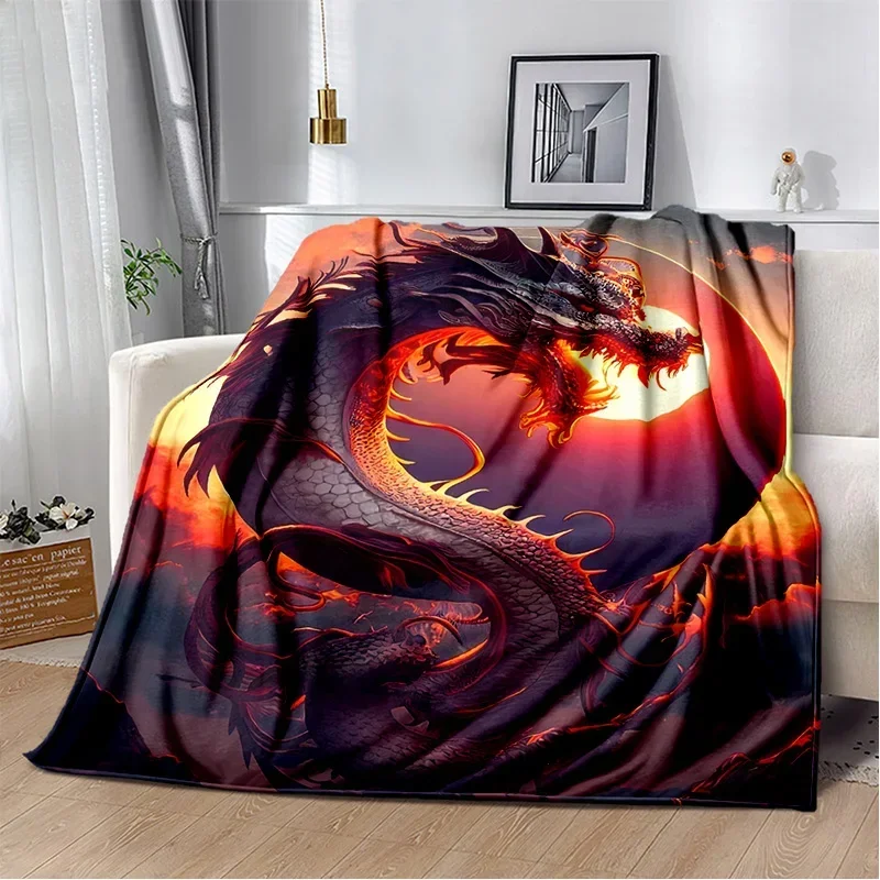 Chinese Style Dreamy Dragon Cartoon Blanket,Soft Throw Blanket for Home Bedroom Bed Sofa Picnic Travel Office Cover Child Gift