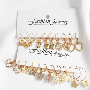 10pcs Women New Creative Creative Simple Fashion Temperament Excavated Butterfly Love earrings 8 MAIN SALES BUTTERS BORT - №8