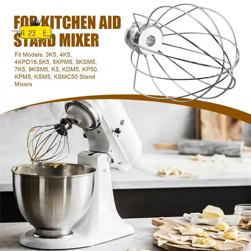 

A23E-For K5AWW Wire Whip Replacement For Kitchen 5QT 5K5SS 5KPM5 Mixer For 5 Quart Lift Machines Wire Whip 2Pcs