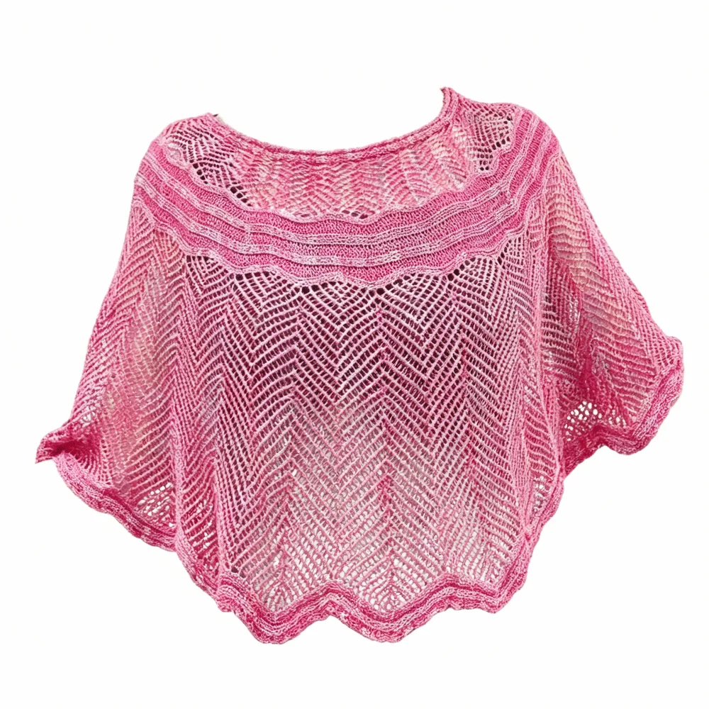 

Pullover Style Crochet Shawl Pearl Brooch Vintage Hollow Out Shawl Thin Solid Color Air-conditioning Coverall Women