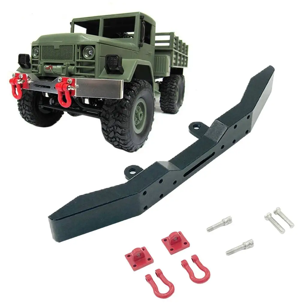 

1 16 Scale RC Car CNC Metal Front Bumper with Bull Bar Trailer Hook for WPL C14 C24 JJRC Henglong Model Cars