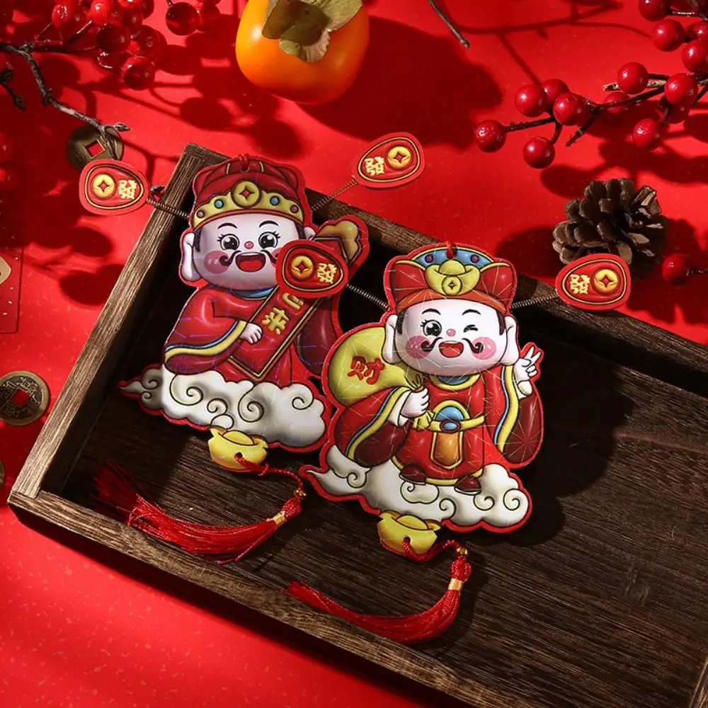 Cute Chinese God of Wealth Fridge Magnets Traditional Cartoon Snake Year Hanging Pendent Spring Ears Festive