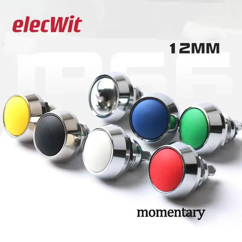 

12mm Waterproof Self-resetting Metal Push Button Colorful Momentary Oxidation Spherical Screw Pin Power Switch