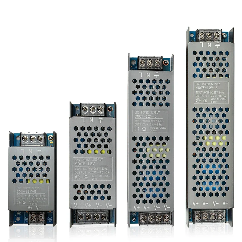 Transformateur de puissance de commutation de pilote de diode électroluminescente mince (LED) - 60 W 12 V 24 V AC220-240 V - Disponible en 100 W 150 W 200 W 300 W 4