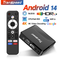 Transpeed  Android 14 4K HDR10+ TV Box RK3518 Dual Wifi6 BT5.0 Set Top Box Set Top Box Media Player with Google Voice Assistant