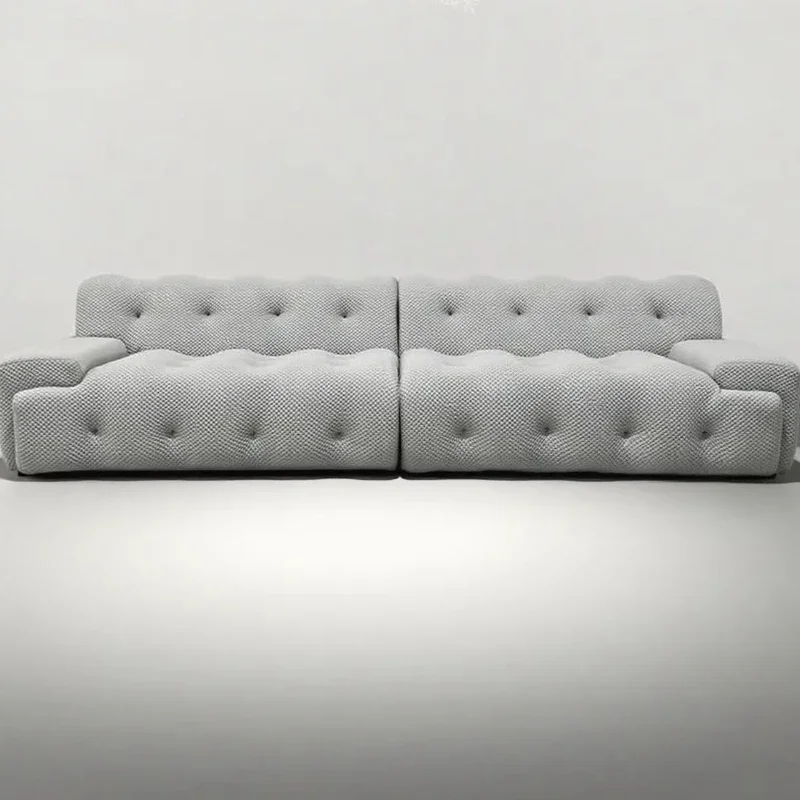 Simple 3D straight designer villa buckle sofa vacuum compression combination furniture set apartment