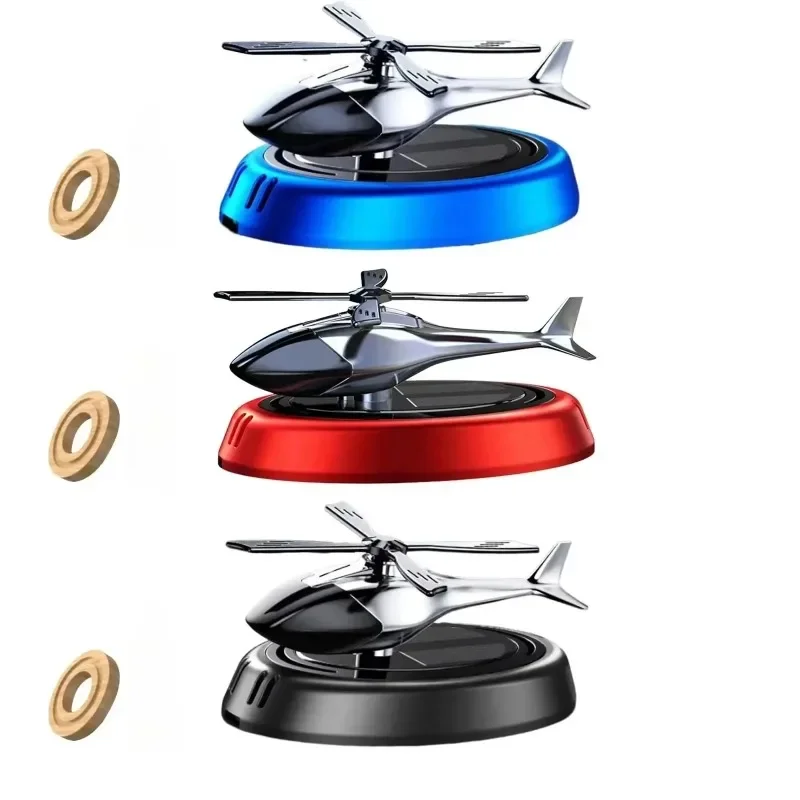Solar Powered Helicopter Car Air Freshener Rotating Propeller Auto Perfume Diffuser Car Interior Accessories Decoration