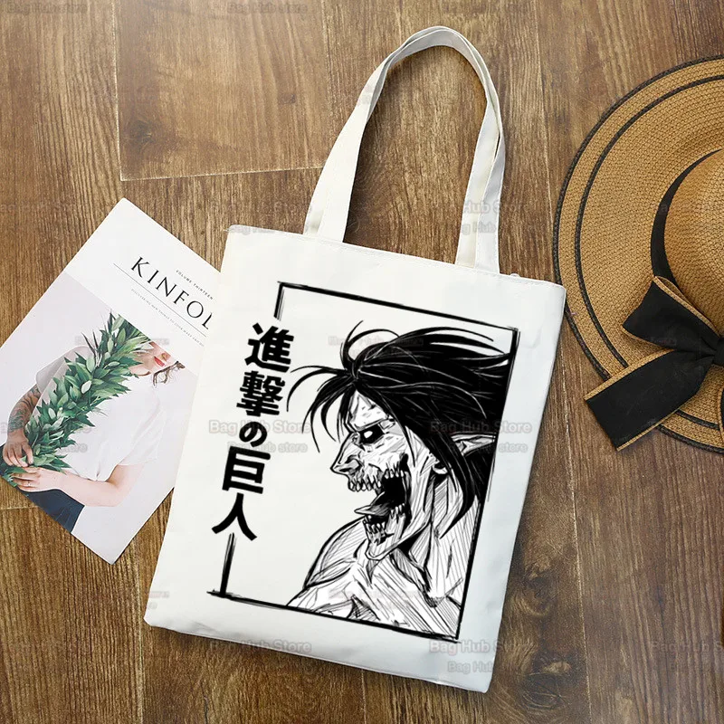 Temporada final ataque em titã sacola de compras shopper eco lona shingeki no kyojin japão anime shopper bolsas de tela saco de compras