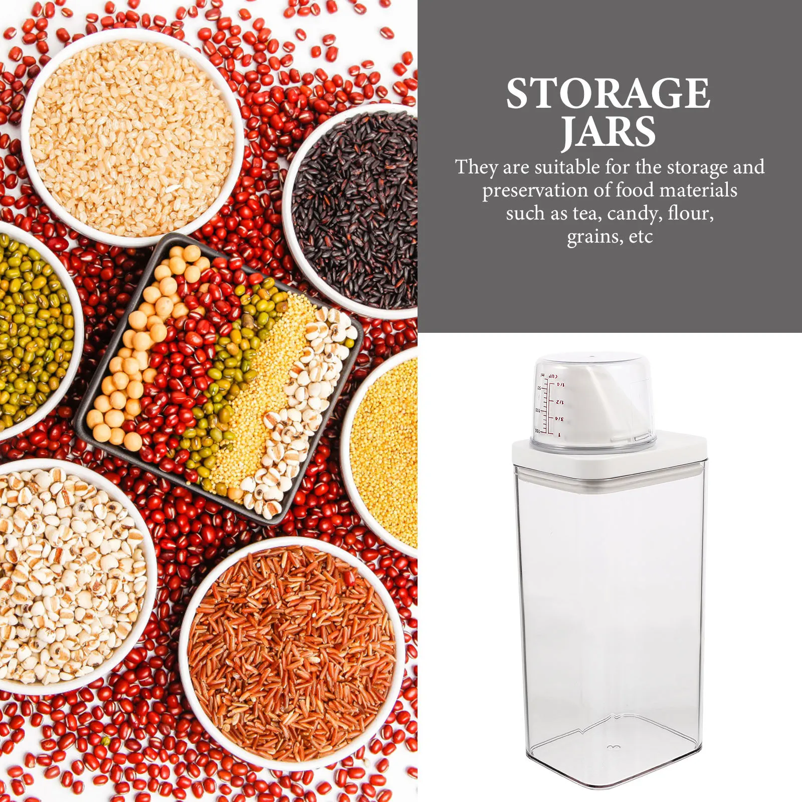 

Sealed Storage Jar Airtight Food Container Clear Plastic Reusable Kitchen Supply Grain Cereal Flour Preservation