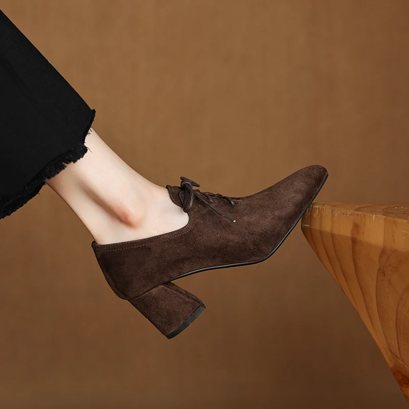 2026 new spring autumn women pumps natural leather plus size 22-26.5cm kid suede+pigskin pointed toe loafers women shoes