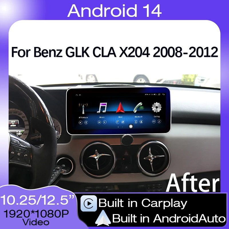 

Android 14 AUTO Carplay Navigation For Mercedes Benz GLK X204 2008-2015 GPS Car Video Player Bluetooth Multimedia Screen 4G WIFI