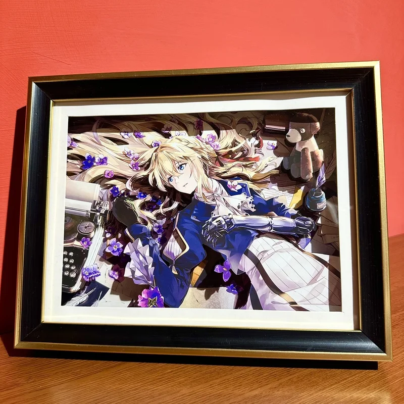 新しいフォトフレームヴァイオレットエヴァーガーデンアニメ 3d 手作りアート絵画漫画フィギュア収集画像装飾品寝室のデコラギフト