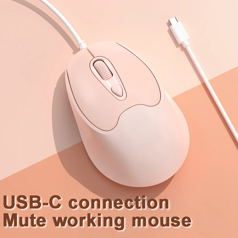 Wired Office Mouse Silent 1600 DPI Ergonomics Professional Mouse For   Pink Green Laptop PC Desktop Computer Office Gift