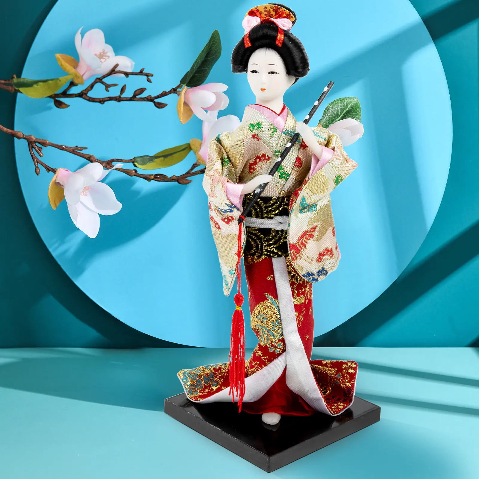 Japanese Geisha Kimono Small Decorative Statue Elegant Home Office Tabletop Ornament Creative Hand-Made Asian Kimono Decoration
