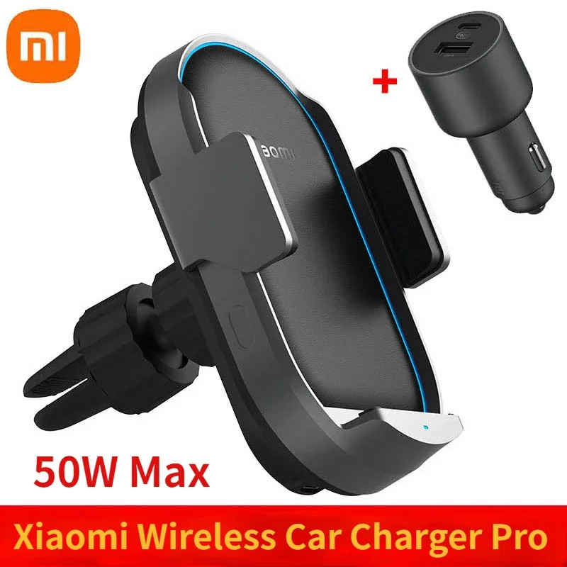 Original Xiaomi Wireless Car Charger Pro 50W Max Wireless Fast Flash Charging Supports Power-Off and Inductive Expansion