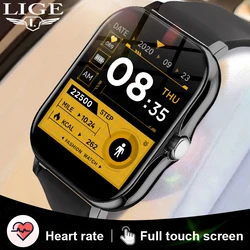 LIGE 1.44 inch Smart Watches Men Full Touch Screen BT Call Sports Fitness Heart Rate Health Monitor Clock Ladies Gift Smartwatch