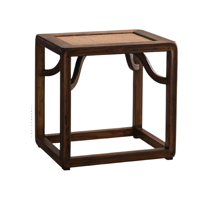 

New Chinese square stool solid wood shoe changing stool zen black walnut bench sofa edge